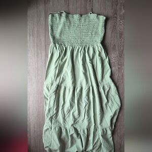 PRETTYGARDEN Sage Green Smocked Tiered Maxi Dress XL Cottagecore Boho Festival